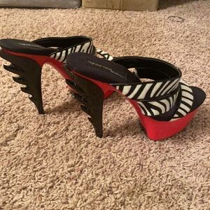 Ignite Flame Heel Zebra Mule Platform Heels